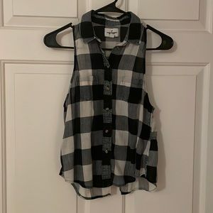Button up, Plaid tank top.